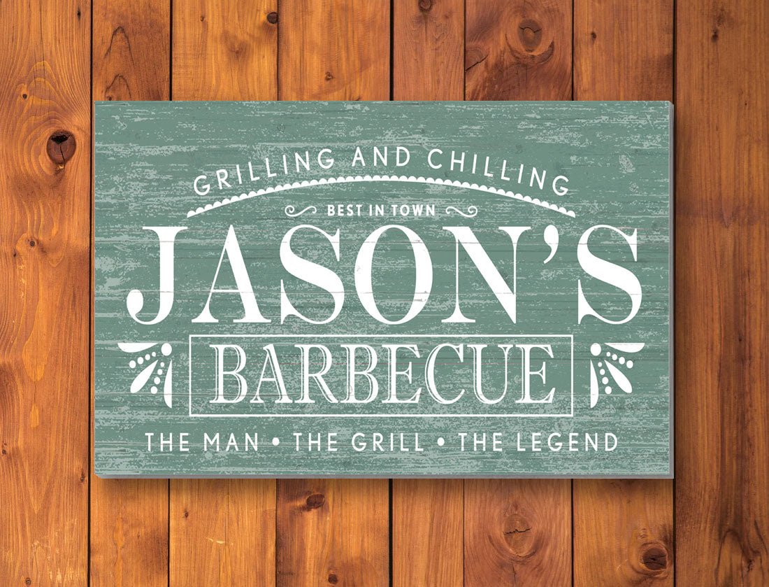 Custom Barbecue Sign - Solid Wood