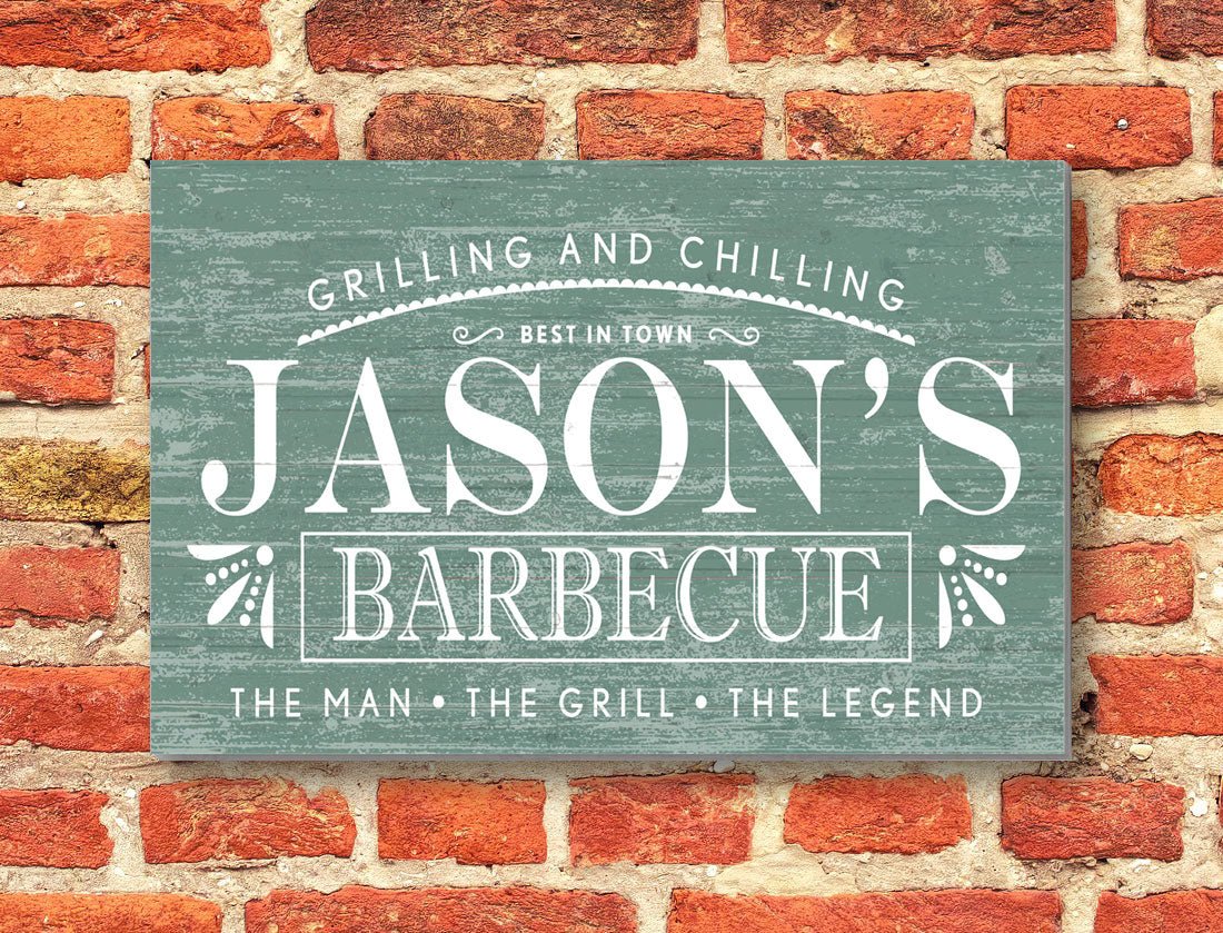 Custom Barbecue Sign - Solid Wood