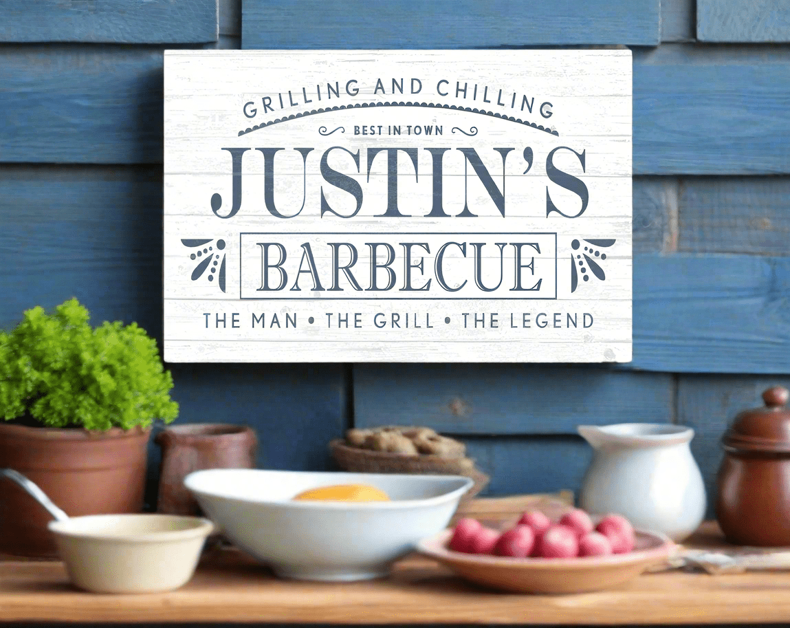 Custom Barbecue Sign - Solid Wood