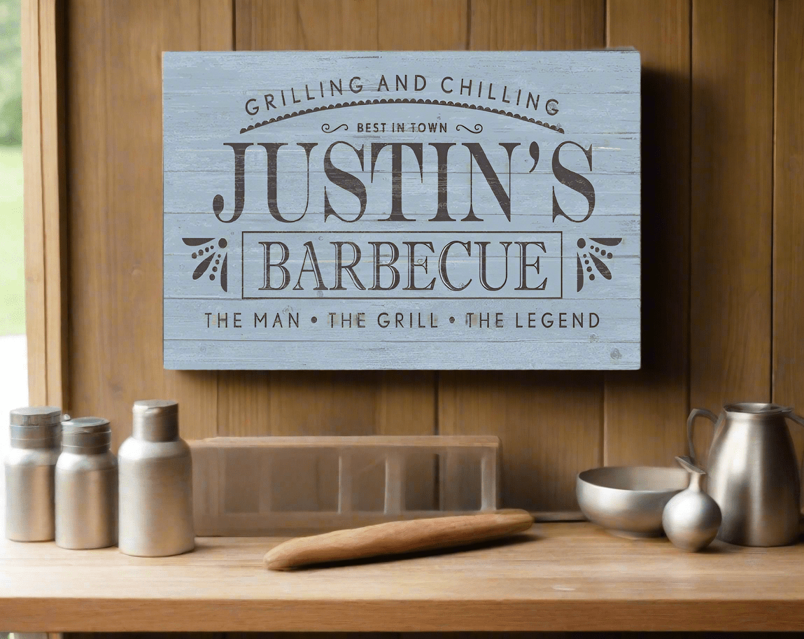 Custom Barbecue Sign - Solid Wood