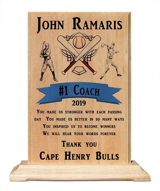 Custom Baseball Coach Gift Plaque