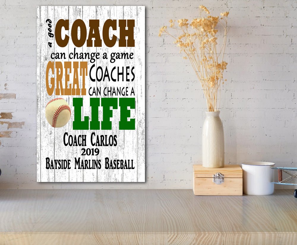 Custom Baseball Coach Gift Plaque Personalized for Great Team Coaches