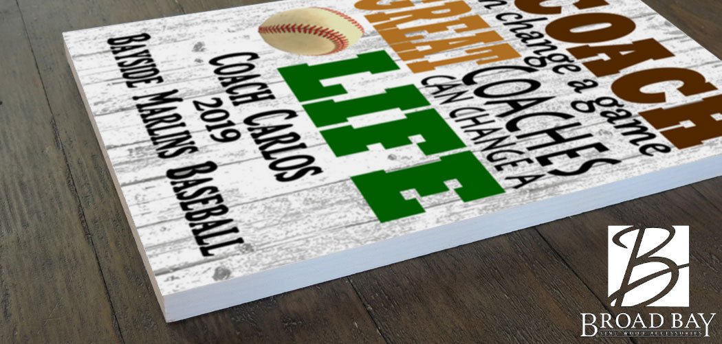 Custom Baseball Coach Gift Plaque Personalized for Great Team Coaches