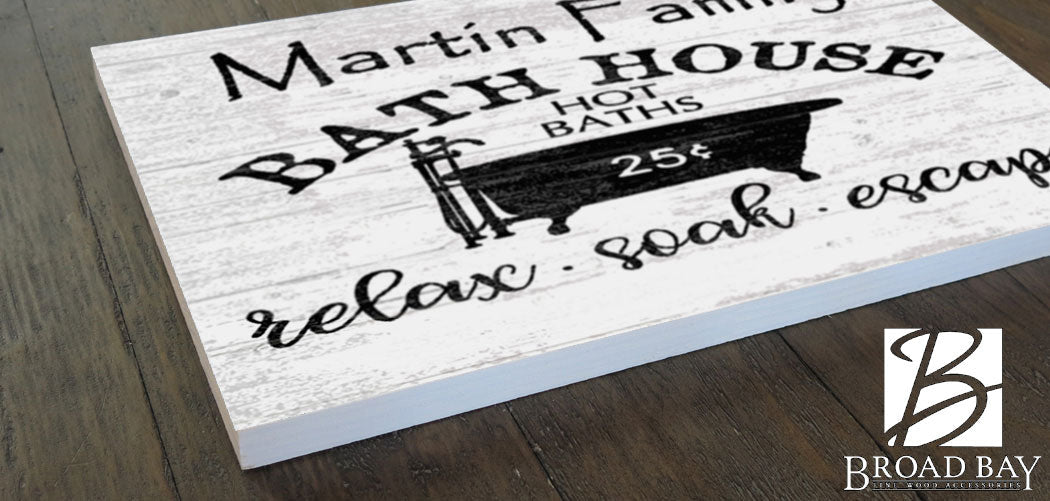 Custom Bathroom Sign Vintage Family Bath House Design