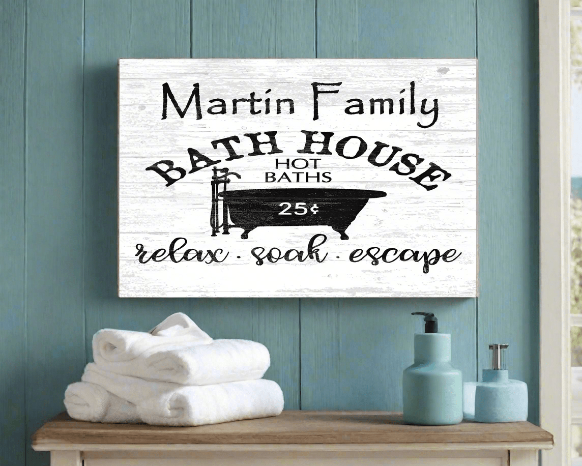 Custom Bathroom Sign Vintage Family Bath House Design