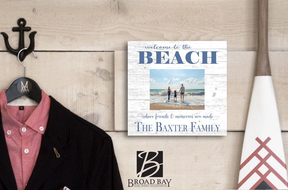 Custom Beach House Photo Frame with Picture Printed On Wood