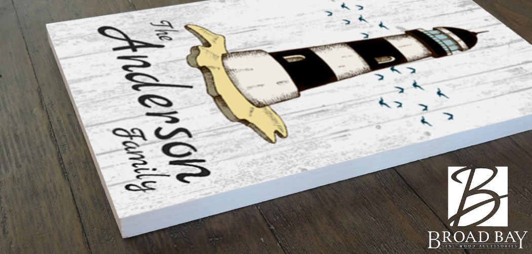 Custom Lighthouse Family Name Sign – Personalized Beach House or Coastal Wall Art | Nautical Décor