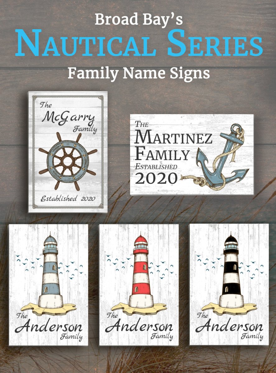 Custom Nautical Family Name Sign – Anchor Design with Established Year | Personalized Lake or Beach House Decor