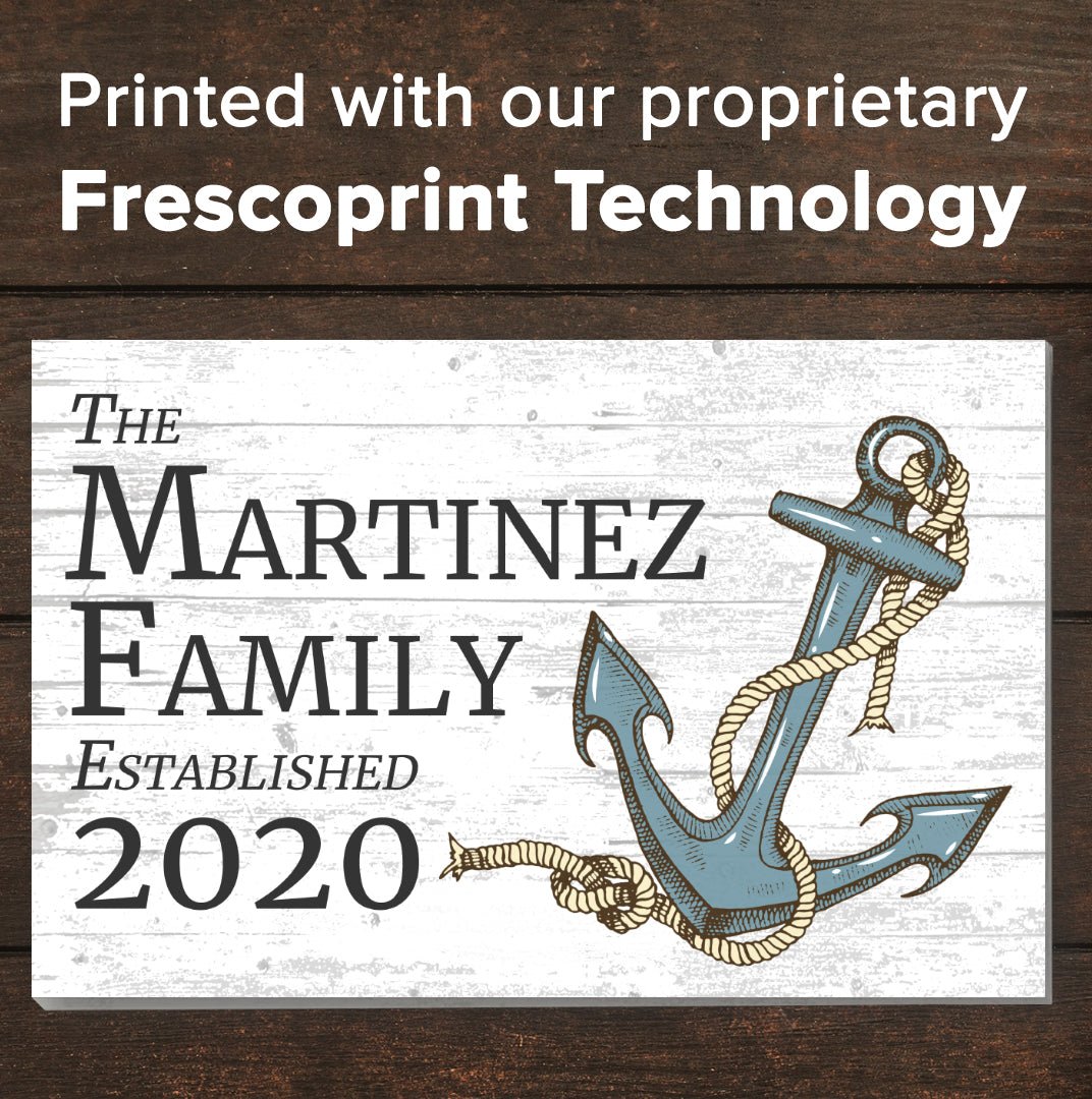 Custom Nautical Family Name Sign – Anchor Design with Established Year | Personalized Lake or Beach House Decor