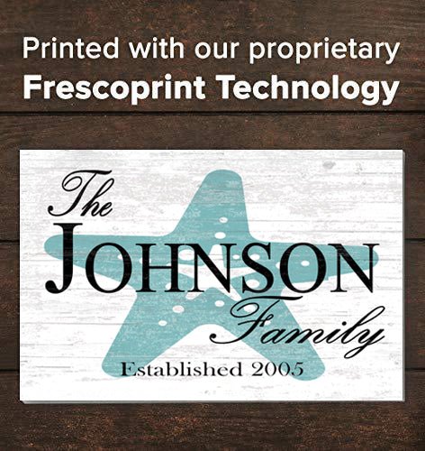 Custom Beach House Sign with Name & Established Date Starfish Design