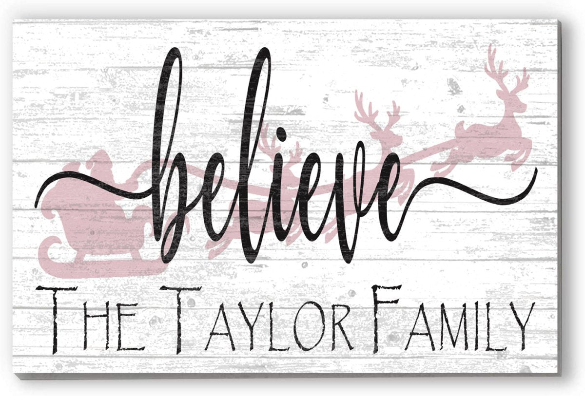 Custom BELIEVE Christmas Sign PERSONALIZED Wood Wall Art