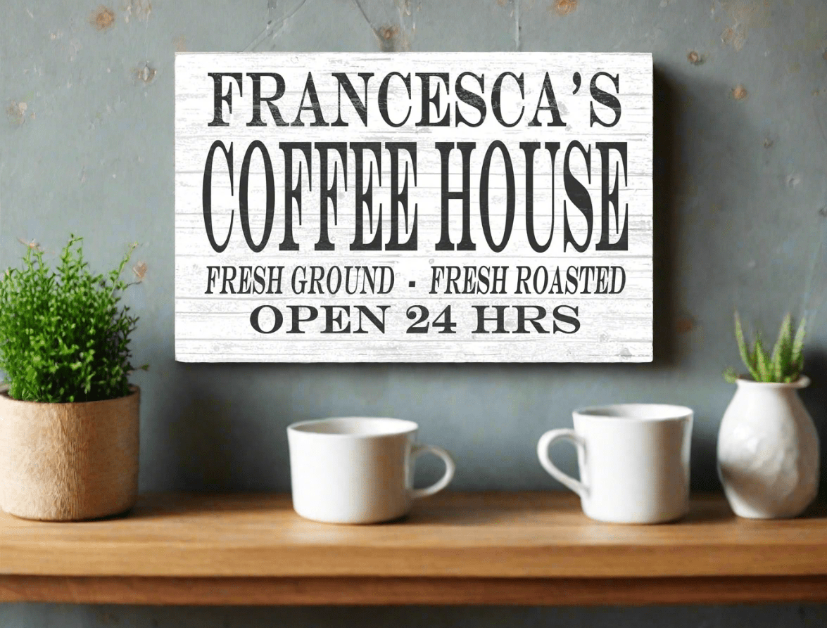 Custom Coffee Bar Kitchen Sign - Solid Wood - 16.5in x 10.5in