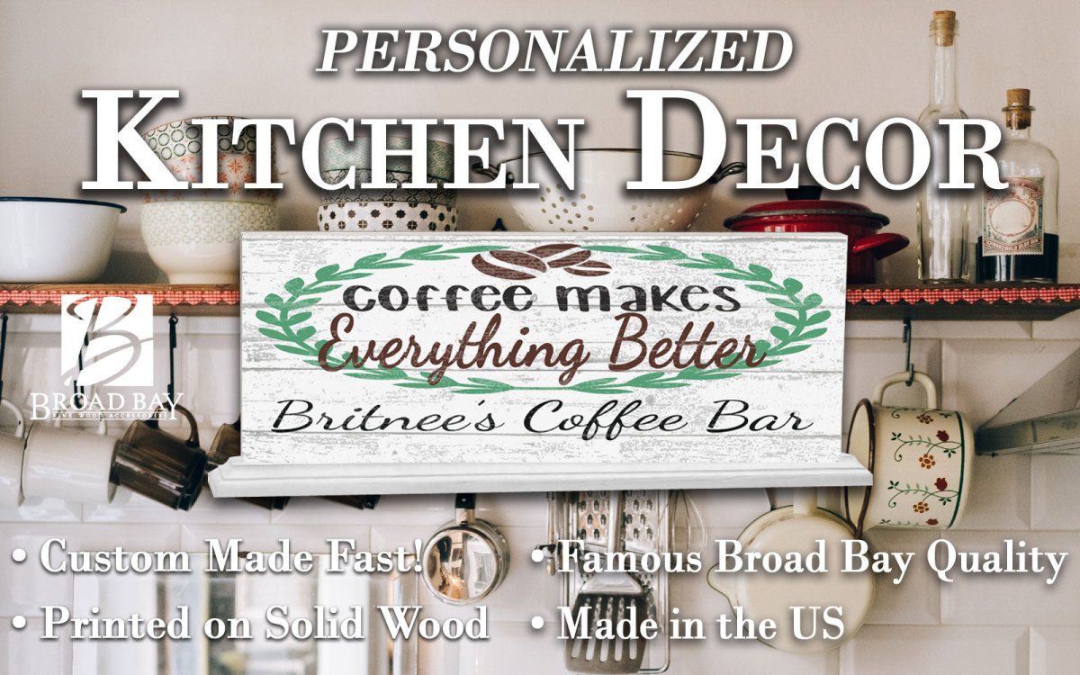 Custom Coffee Bar Sign Coffee Makes Everything Better SOLID WOOD 16.5in x 6in