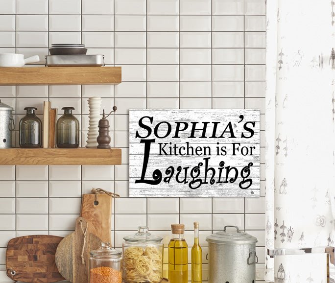 Custom Kitchen Is For Laughing Sign - Solid Wood