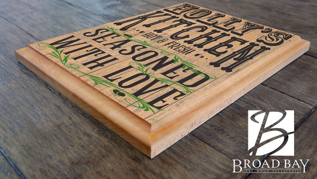 Custom Kitchen Signs Personalized Name Solid Wood Decor - 11" x 8.5"