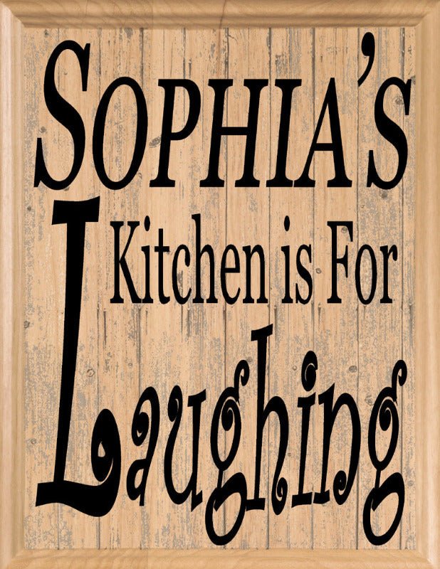 Custom Kitchen Signs Personalized Name Solid Wood Decor - 11" x 8.5"