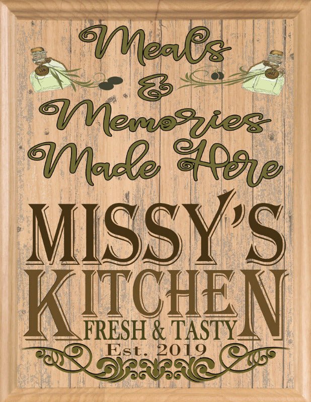 Custom Kitchen Signs Personalized Name Solid Wood Decor - 11" x 8.5"