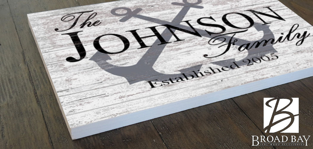 Custom Lake or Beach House Sign – Personalized Anchor Design with Family Name & Established Year | Nautical Wall Art
