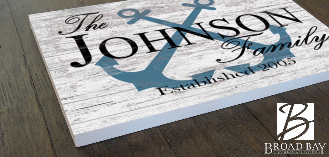 Custom Lake or Beach House Sign – Personalized Anchor Design with Family Name & Established Year | Nautical Wall Art