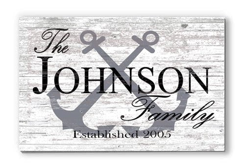 Custom Lake or Beach House Sign – Personalized Anchor Design with Family Name & Established Year | Nautical Wall Art