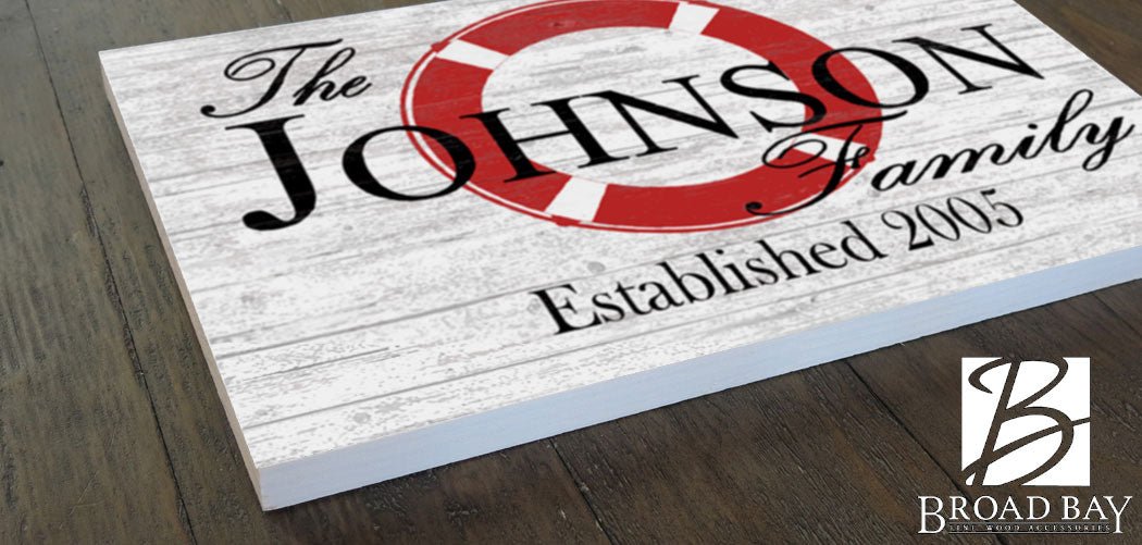 Custom Lake or Beach House Sign – Lifesaver Ring Design with Family Name & Established Year | Personalized Pool or Coastal Decor