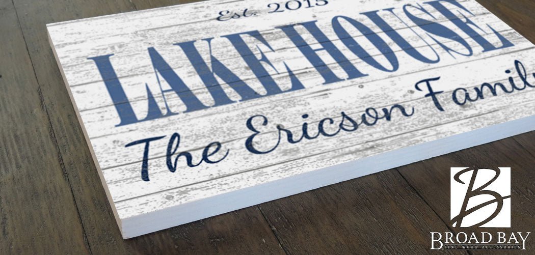 Custom Lake House Sign Personalized Solid Wood