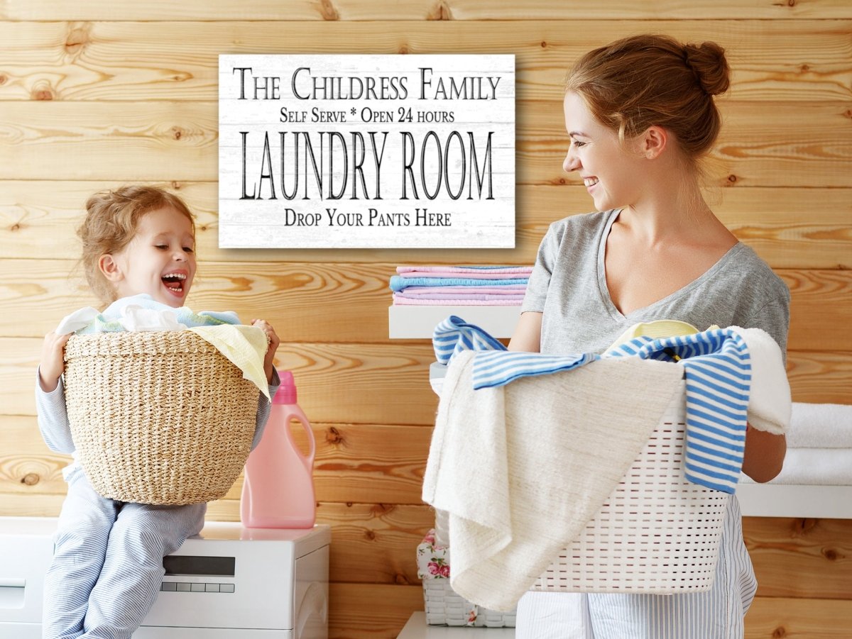 Custom Laundry Room Sign - DROP YOUR PANTS HERE