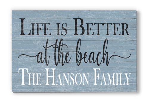 Personalized Beach House Sign – “Life Is Better at the Beach” | Custom Family Name Coastal Wall Art