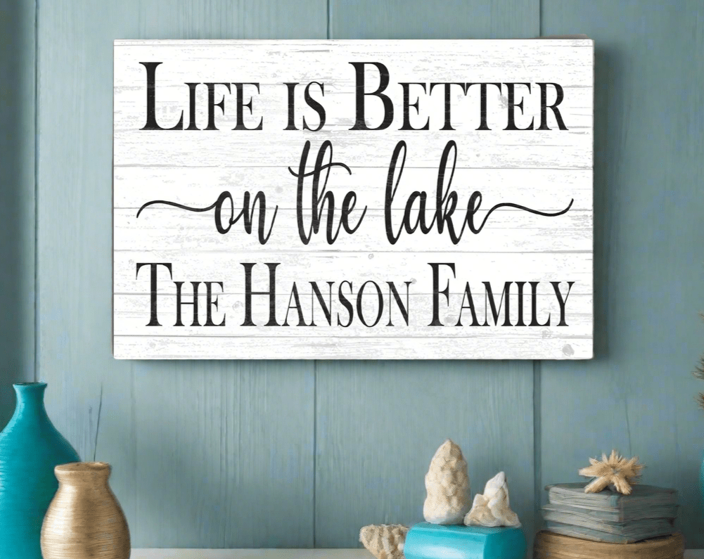 Personalized Lake House Sign – “Life Is Better on the Lake” | Custom Family Name Wall Art