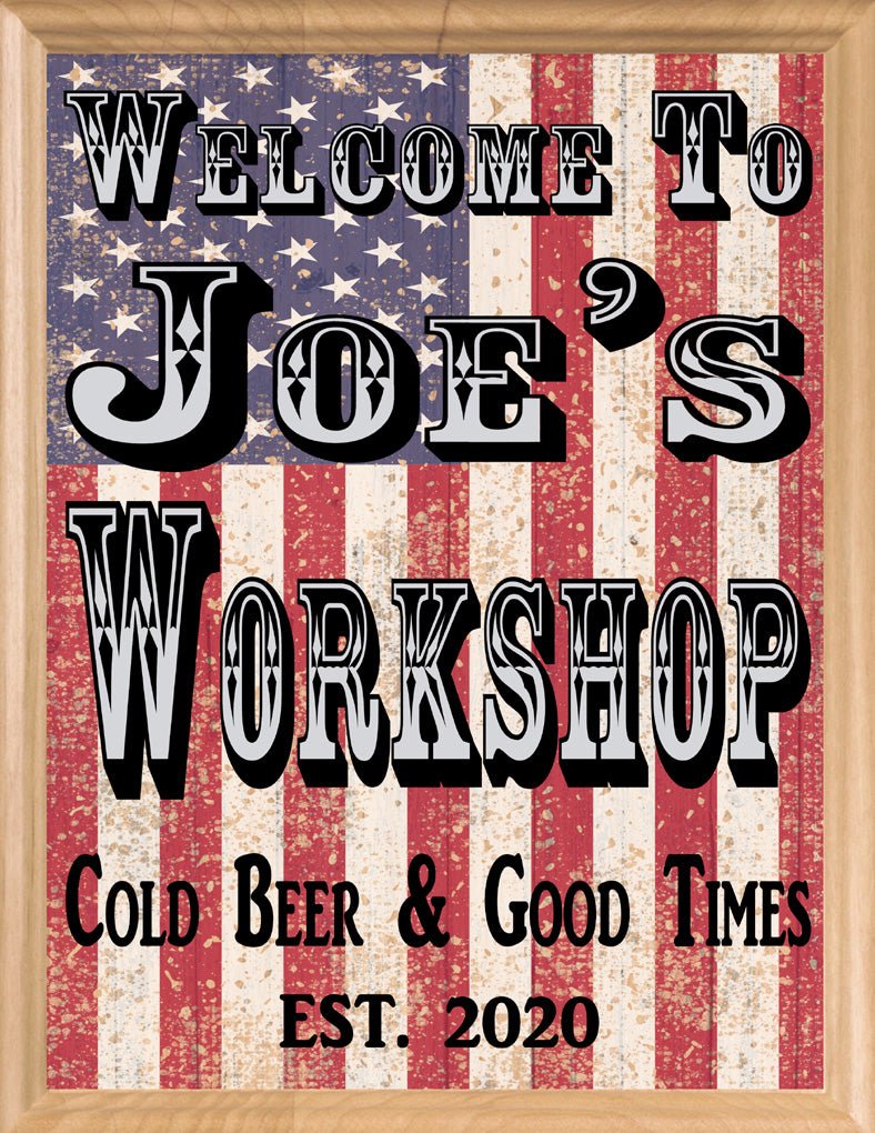 Custom Man Cave Sign American Flag Custom Patriotic Art Decoration