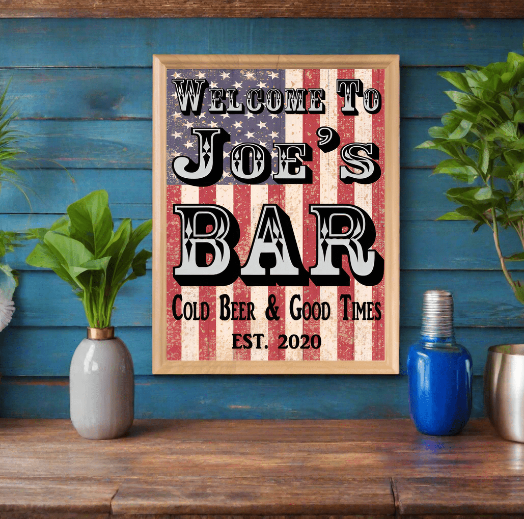 Custom Man Cave Sign American Flag Custom Patriotic Art Decoration