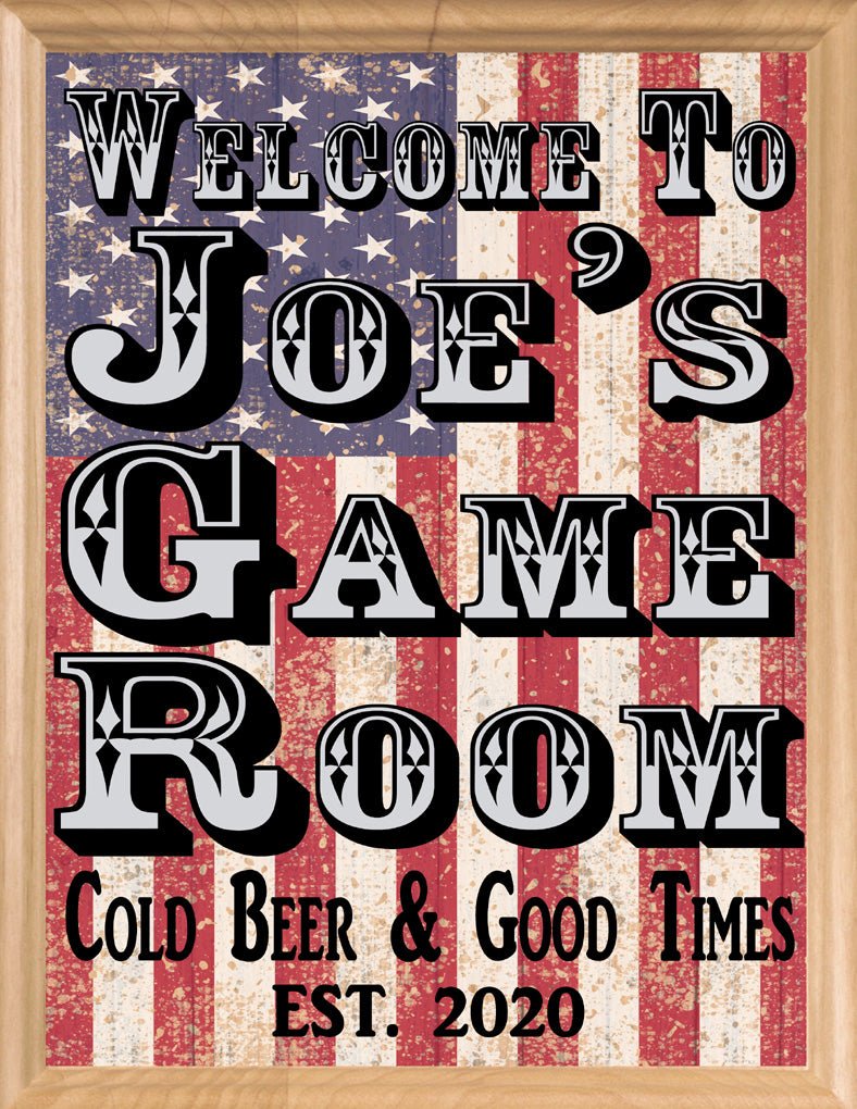Custom Man Cave Sign American Flag Custom Patriotic Art Decoration