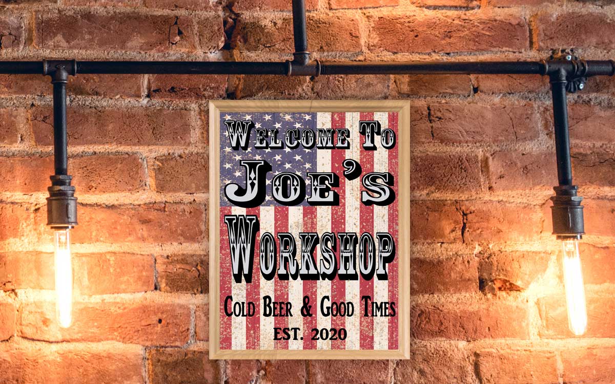 Custom Man Cave Sign American Flag Custom Patriotic Art Decoration