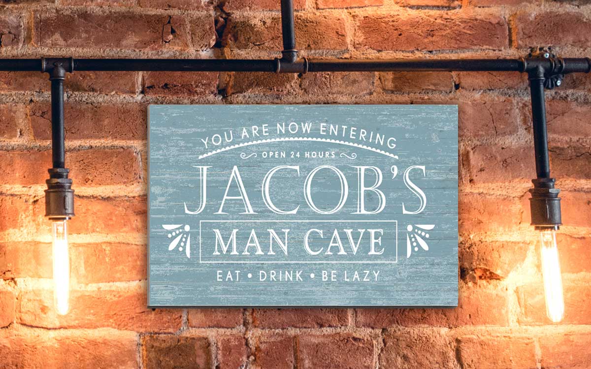 Personalized Man Cave Sign – “Eat. Drink. Be Lazy.” Custom Name Wall Art | Gift for Him
