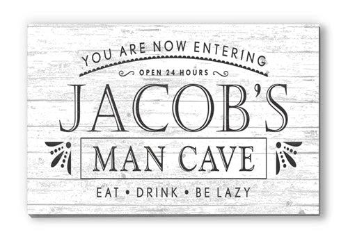 Personalized Man Cave Sign – “Eat. Drink. Be Lazy.” Custom Name Wall Art | Gift for Him