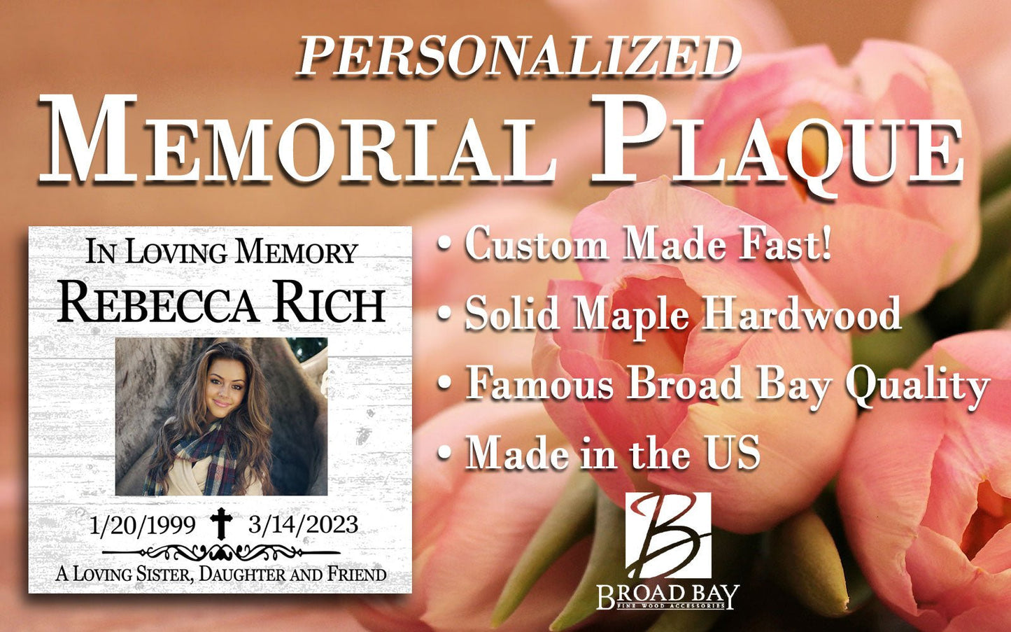 In Loving Memory Plaque – Personalized Memorial Photo Sign With Name, Dates & Tribute Message
