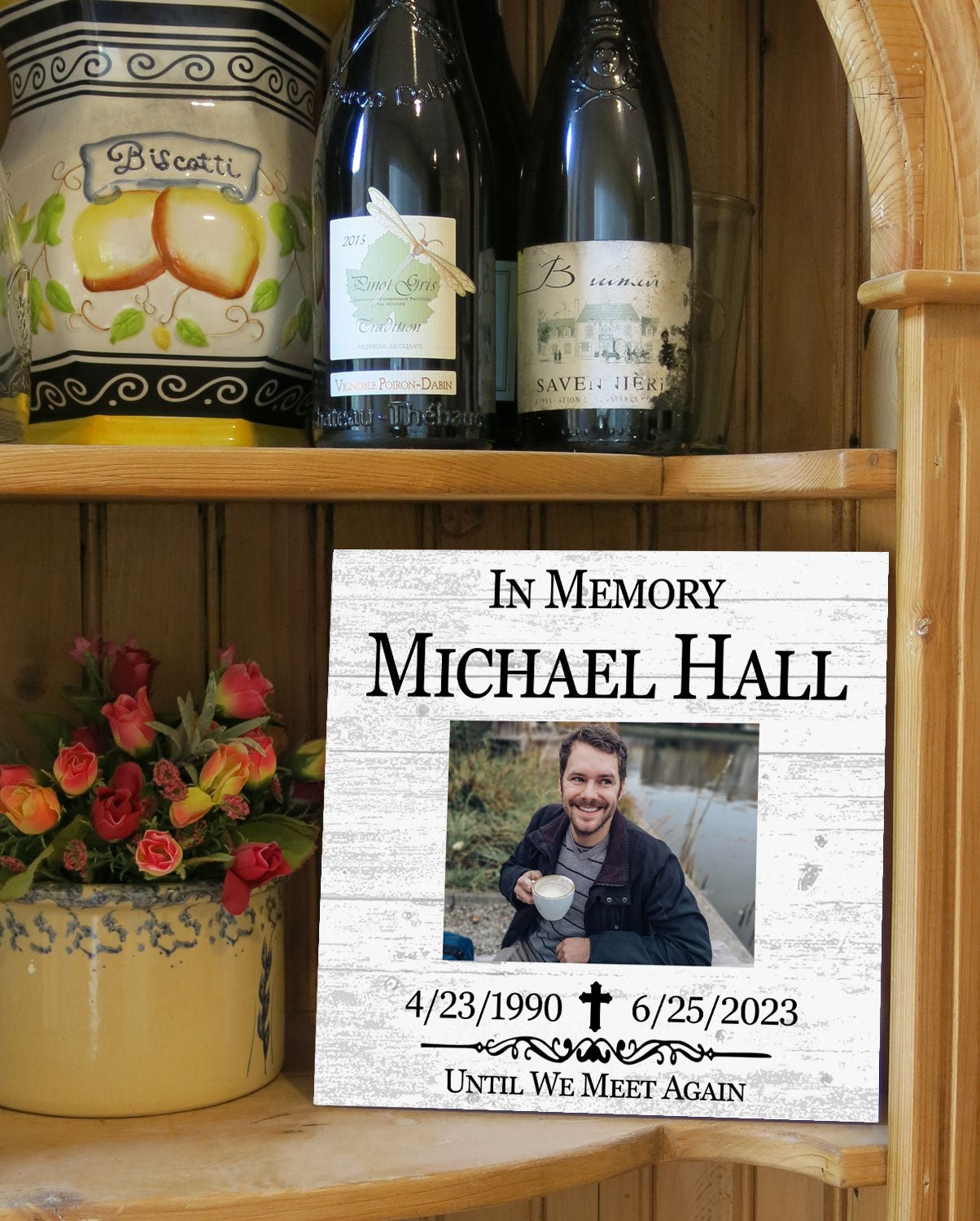 In Loving Memory Plaque – Personalized Memorial Photo Sign With Name, Dates & Tribute Message