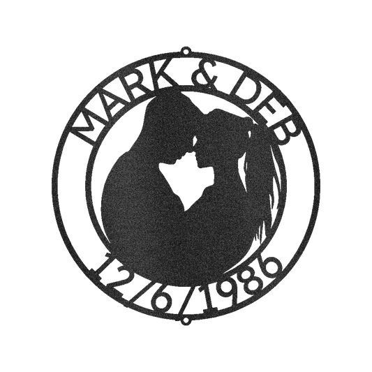 Couple Silhouette Personalized Gifts - Custom Metal Sign, Anniversary/Wedding Gift