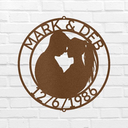 Couple Silhouette Personalized Gifts - Custom Metal Sign, Anniversary/Wedding Gift
