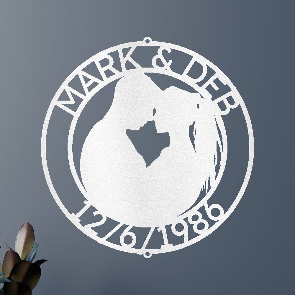 Couple Silhouette Personalized Gifts - Custom Metal Sign, Anniversary/Wedding Gift