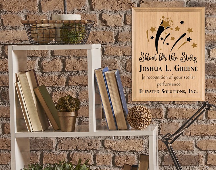 Shoot for the Stars Award Plaque – Personalized Recognition Gift for Stellar Performance
