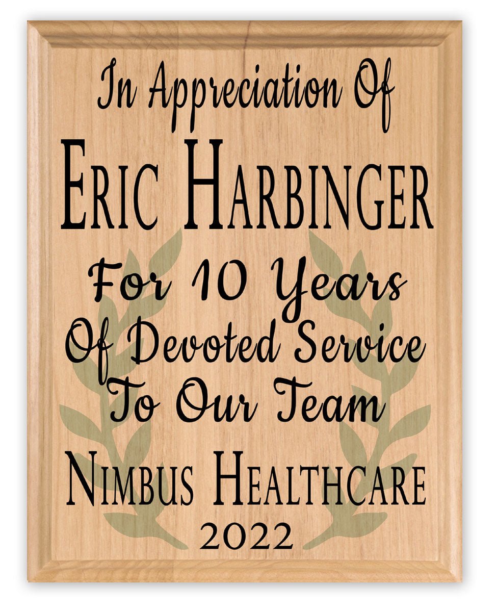 Years of Service Appreciation Plaque – Personalized Employee Recognition Award