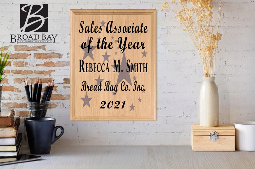 Sales Associate of the Year Plaque – Personalized Employee Recognition Award with Silver Stars