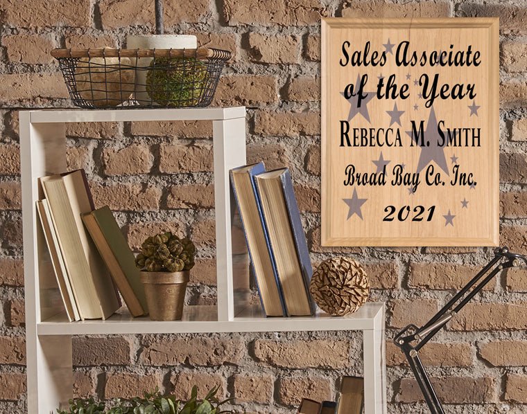 Sales Associate of the Year Plaque – Personalized Employee Recognition Award with Silver Stars