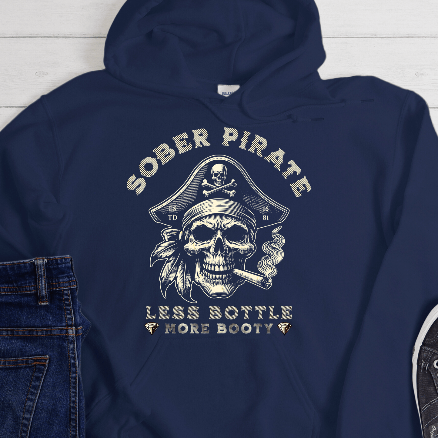 Custom Recovery Hoodie | Inspiring Sobriety |  Sober Pirate - Less Bottle More Booty