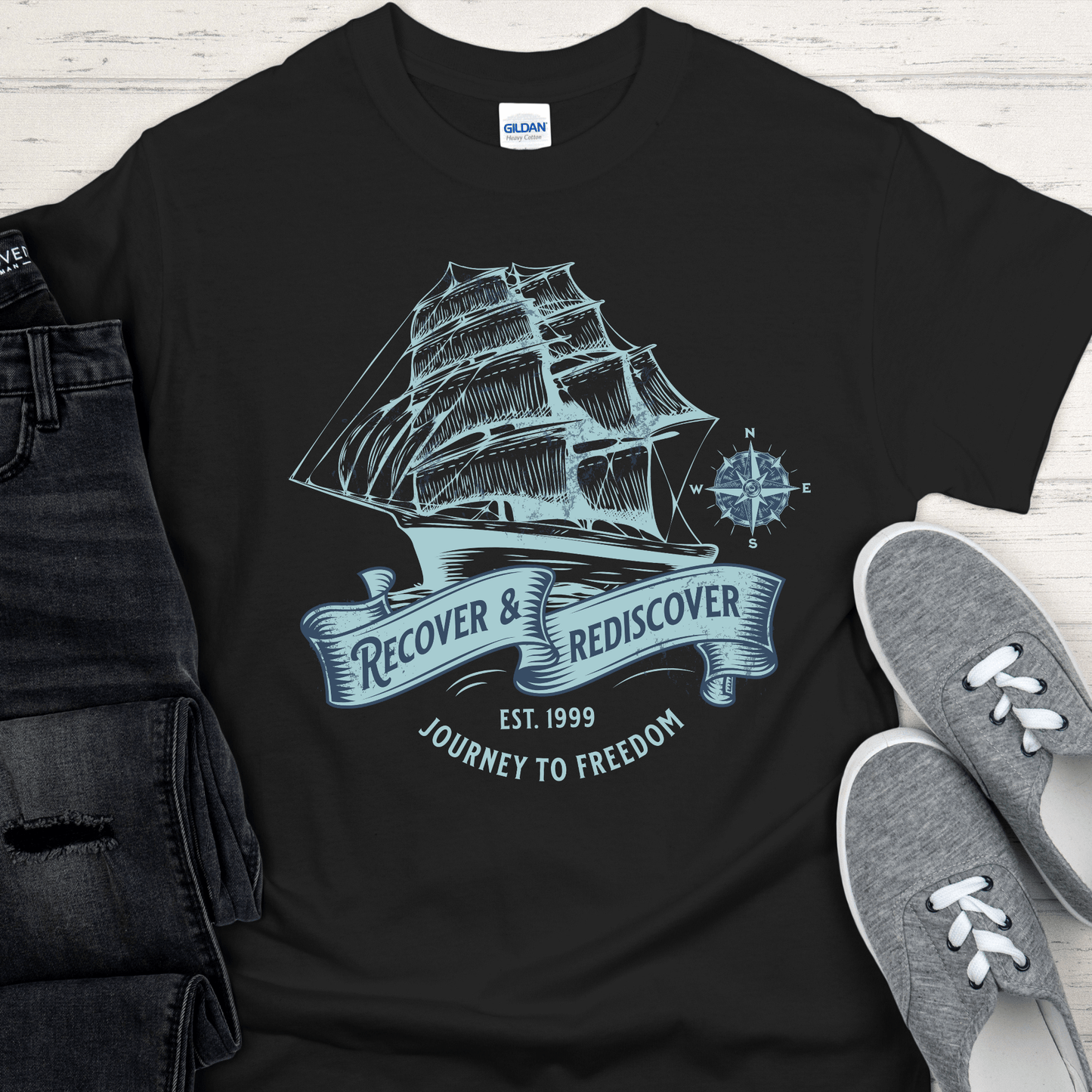 Custom Recovery T-Shirt | Inspiring Sobriety | Recover and Rediscover