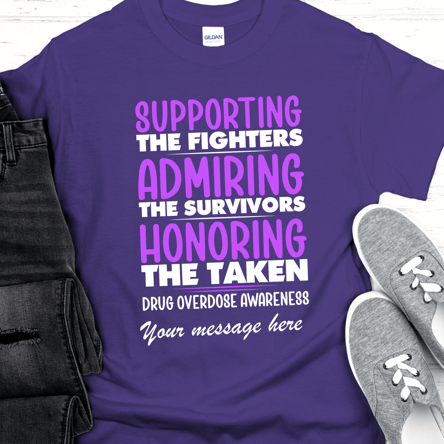 Custom Recovery T-Shirt | Inspiring Sobriety |  Supporting The Fighters Overdose Awareness