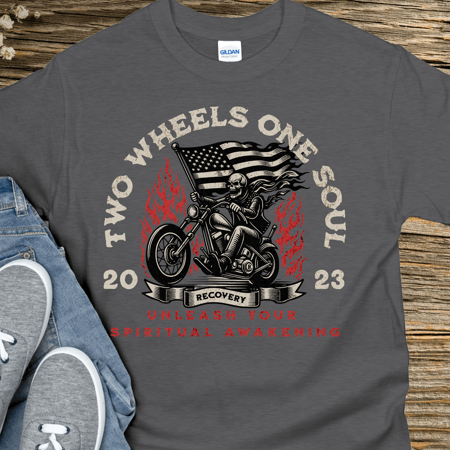 Custom Recovery T-Shirt | Inspiring Sobriety |  Two Wheels,  One Soul