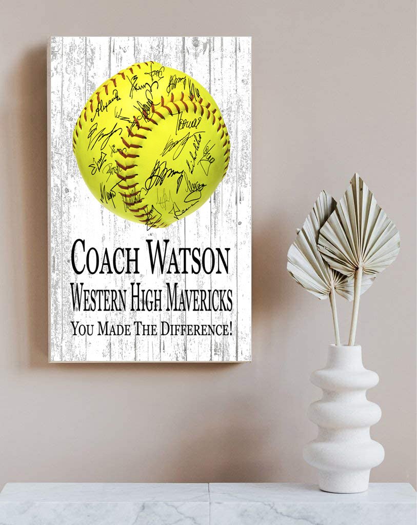 Custom Softball Coach Gift Personalized SIGNABLE for Team Coaches