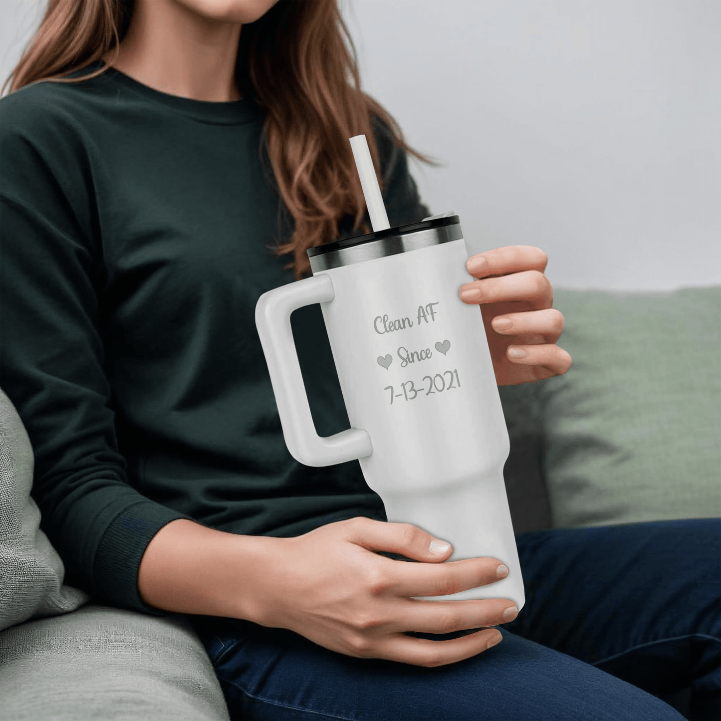 Custom SS Recovery Tumbler | Inspiring Sobriety | Clean AF Since